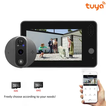 Tuya 1080P Elektronik Akıllı Kedi gözü Kablosuz WiFi Video Kapı Zili HD İzleme Cep Telefonu İki yönlü İnterkom Gece Görüş