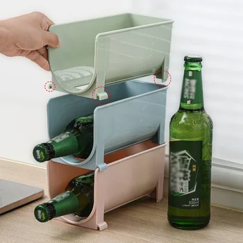 U şeklinde Buzdolabı Bira Depolama Rafı Yerden Tasarruf İstiflenebilir Mutfak şarap şişesi Tutucu Ev Büyük Kapasiteli Organizatör
