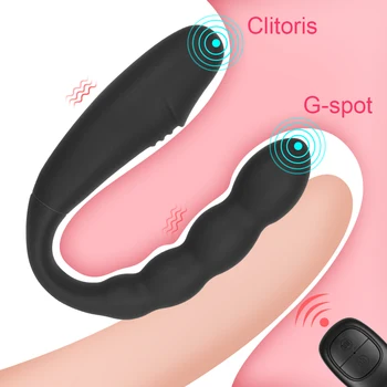 U şeklinde Çift Kafa Yapay Penis Vibratör G-spot Vajina Klitoris Anal Masaj Kablosuz Kontrol Erotik Seks Oyuncakları Kadınlar için Seks Shop