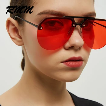 Unisex büyük çerçeve güneş gözlüğü moda yarım çerçeve gözlük yuvarlak pilot güneş gözlüğü erkekler hip-hop Güneş Gözlüğü Kadın retro gözlük