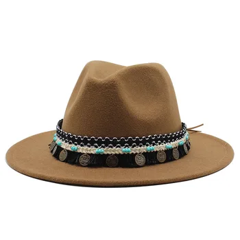 Unisex Yün fötr şapka Şapkalar Dekorasyon Moda Düz Ağız Caz Panama kap Resmi silindir şapka Melon Şapka Derby Erkekler Kadınlar için