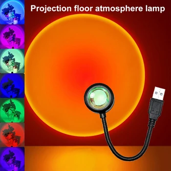 USB Günbatımı Lamba LED Gökkuşağı Neon Gece ışık projektör Fotoğraf Duvar Atmosfer Aydınlatma Yatak Odası Ev Odası Dekor için Hediye