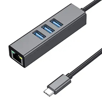 USB Tip-C HUB 3 Port USB 3.0 Genişletici Splitter RJ45 Gigabit ethernet adaptörü 1000Mbps Ağ Kartı Dizüstü Bilgisayar için Yeni