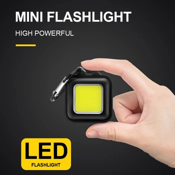 USB Şarj Edilebilir Mini El Feneri ışıklı anahtarlık Taşınabilir Dış Aydınlatma Kamp Yürüyüş Sürme için Yüksek Güçlü LED Çalışma ışığı
