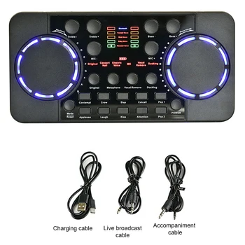 V300 Pro Canlı Akış Ses Kartı 10 Ses Efektleri Bluetooth uyumlu 4.0 ses arabirimi Mikser Telefon PC için DJ Müzik Stüdyosu