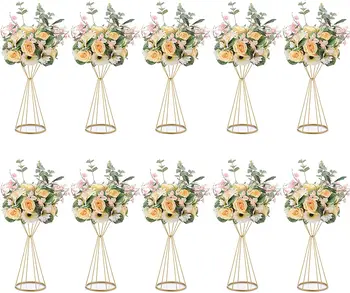 Vazolar Altın/ Beyaz Çiçek Standı 70 CM/ 50 CM Metal Yol Kurşun Düğün Centerpiece Çiçek Rafı Olay Parti Dekorasyon İçin