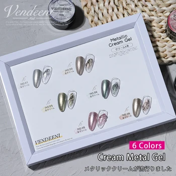 VDN 6 Renkler Japon Metalik Krem Jel Oje UV Kapalı Islatın Glitter Platin Jel Vernik Boyama Hattı Tırnak Sanat Jel Cila