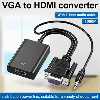 VGA HDMI adaptörü Çıkış 1080P VGA Erkek HDMI Dişi Ses Video Kablosu Dönüştürücü HDTV Laptop İçin projektör