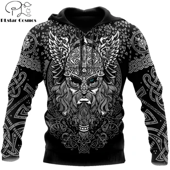 Vikings Odin Dövme 3D Tüm Baskılı Erkekler Hoodies Kazak Unisex Streetwear Fermuar Kazak Rahat Ceket Eşofman KJ0196