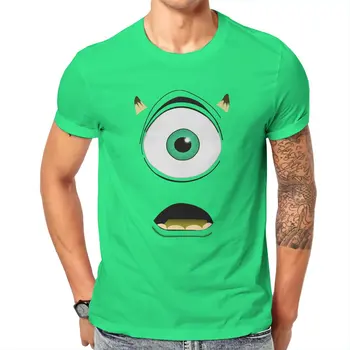 Vintage Disney Mike Wazowski erkek t-shirtü O Boyun Saf Pamuk T Shirt Kısa Kollu Tee Gömlek Hediye Fikri Tops