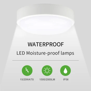 VIPMOON LED tavan ışık banyo 15W20W Modern yüzeye monte su geçirmez tavan lambaları AC110-265V açık koridor ışıkları