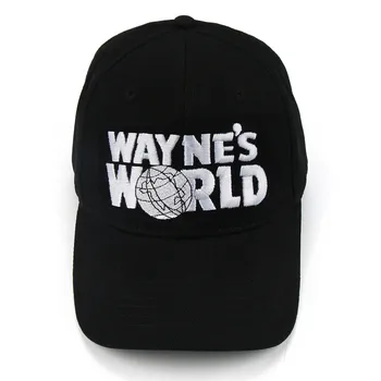 Wayne'in Dünya Siyah Kap Şapka beyzbol şapkası Moda Stil Cosplay Işlemeli şoför şapkası Unisex file şapka Ayarlanabilir Boyutu