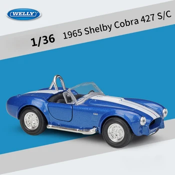 WELLY Diecast 1: 36 Simülatörü Klasik Araba 1965 Shelby Cobra 427 S-C Model Araba Geri Çekin Araba Metal Alaşım oyuncak araba Çocuk Hediyeler İçin
