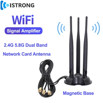 WIFI yönlendirici Anten Manyetik Taban Çift Bant Amplifikatör Kablosuz Ağ Kartı Harici Uzatma Anten Uzun Menzilli Sinyal Güçlendirici