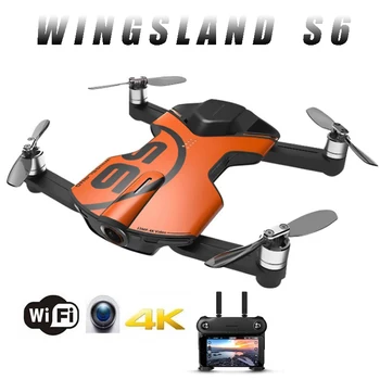 Wingsland S6 GPS WI-FI APP Kontrolü 4K UHD Kamera Katlanabilir Kol Cep özçekim dronu WıFı FPV rc dört pervaneli helikopter