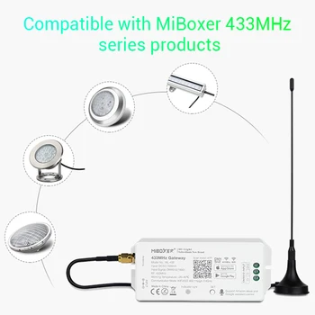 WL-433 MiBoxer 433MHz Ağ Geçidi DC5V / 500mA WiFi RF DMX512 (1990) akıllı telefon uygulaması / Ses Kontrolü 433MHz Serisi Akıllı ışıklar