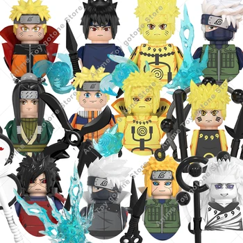 WM6105 WM6106 WM6107 WM6108 Naruto blokları Yapı Taşları Anime karikatür mini tuğla aksiyon oyuncak figürler Naruto Tuğla çocuklar Hediyeler