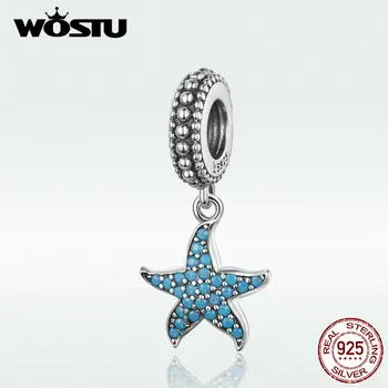 WOSTU S925 Denizyıldızı Takılar 100 % Gerçek 925 Ayar Gümüş Takılar Dangle Kolye Fit Bilezik ve Bileklik moda takı DXC1210