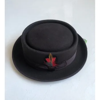 X3000 Yün Kek Küçük şapka %100 % Yün Keçe Ezilebilir Unisex Porkpie Fedora Şapka Kavisli Ağız Sonbahar Kış Domuz Pasta Şapka
