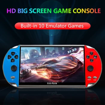 X7 / X12 Artı elde kullanılır oyun konsolu 4.3/5.1/7.1 İnç HD Ekran Taşınabilir Ses Video Oynatıcı Klasik Oyun Built-in10000 + Ücretsiz Oyunlar