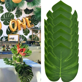 Yapay palmiye Yaprakları Dekorasyon Tropikal Hawaii Luau Parti Yaz Orman Tema Doğum Günü Bebek Duş Düğün masa süsü