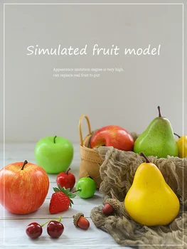 Yapay Sahte Meyve Kiraz Elma Armut Simülasyon Süs Zanaat Gıda Düğün Parti Ev Dekorasyonu için Fotoğraf Sahne