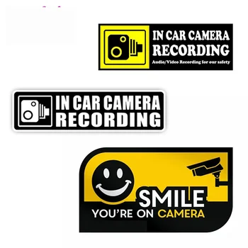 Yapışkan Kamera Kayıt Uyarı Plakları ve İşaretleri Araba Sticker Su Geçirmez Çıkartması Dekor RV Otomatik Motokros Yarışı Dizüstü Kask