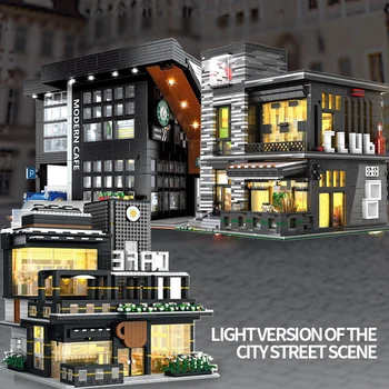 Yaratıcı Uzman 86005 Sokak Modern Cafe Köşe Modeli Fikirleri Yapı Taşları 2926 Adet Modüler Tuğla Bankası Pet Kitap Sandık Dükkanı Oyuncak