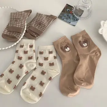 Yaratıcı Yeni Kahverengi Ayı Çorap Kadın Orta Tüp Çorap Japon Sevimli Küçük Taze Vahşi Öğrenci Çorap Sonbahar ve Kış Çorap