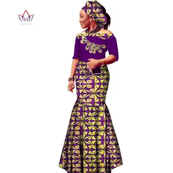 Yaz Afrika Kadın Dressees Off-Omuz Pachwork Nakış Afrika Baskı Balmumu Elbiseler Artı Boyutu Seksi Elbise Kadınlar için WY1862