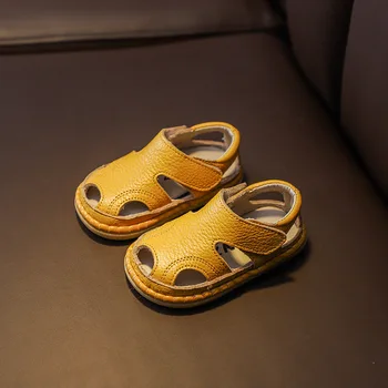 Yaz Bebek Bebek Kız Erkek Anti-çarpışma bebek ayakkabısı Yumuşak Alt Hakiki Deri Çocuk Çocuk Plaj
