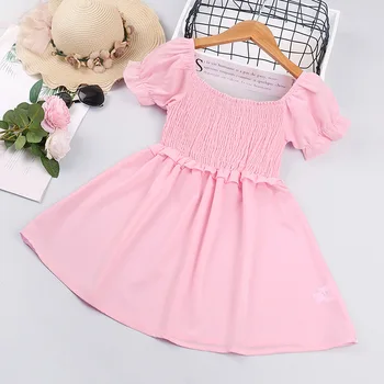 Yaz Kısa kollu Tüp Üst Prenses Elbise gelinlik modelleri Toddler Kız yaz giysileri 2022 Bebek Kız Giyim