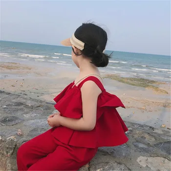 Yaz Kız giyim setleri Kore Katmanlı Sling Üst + Bloomers Kızlar İnce 2 Adet Bebek Çocuk Giysileri Kız Takım Elbise Çocuk Giyim