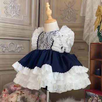 Yaz Yumuşak Bebek Giysileri İspanyol Vintage Lolita Balo Dantel Tasarım Doğum Günü Partisi Prenses Elbiseler Kızlar İçin Paskalya Bayram Y3833