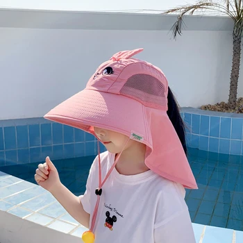 Yaz Çocuklar Nefes UV Güneş Koruma plaj şapkası Boyun Flap Oyun Şapka Çocuk Panama güneş şapkaları Karikatür Balıkçı Kapaklar