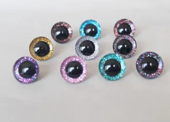 yeni 20 adet-N10-9-12-14-16-20-24-30-35mm 3D glitter oyuncak gözler + yıkayıcı yün dıy peluş bebek renk seçeneği