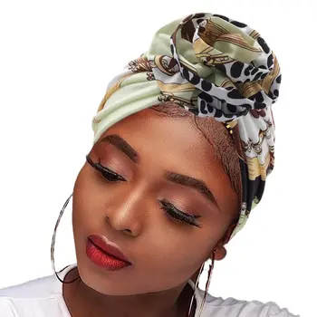 Yeni Afrika Headtie Türban Düğüm Headwrap Etnik Saç Wrap Önceden Bağlı Bonnet Bere Kap Kafa Sarar Kadınlar ve Kızlar için
