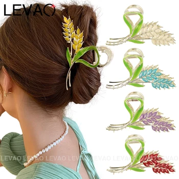 Yeni Buğday Kulak Çiçek Metal saç tokası Zarif Altın Çiçek Saç Pençe Yengeç Pençe Klip Barrette Kadınlar Kız Moda saç aksesuarları