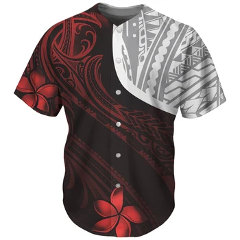 Yeni Gelenler Toptan Beyzbol üniforma Polinezya Geleneksel Tribal Hawaiian Plumeria Baskı Yaz Nefes Beyzbol üniforma