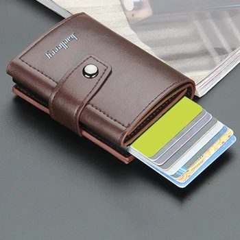 Yeni İş KİMLİK Kredi kart tutucu Erkekler Ve Kadınlar Metal RFID Vintage Alüminyum Kutu PU deri kartlıklı cüzdan Not Karbon
