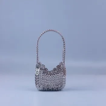 Yeni Kore versiyonu gümüş sequins el yapımı çanta lüks tasarımcı yaz rahat ziyafet çanta