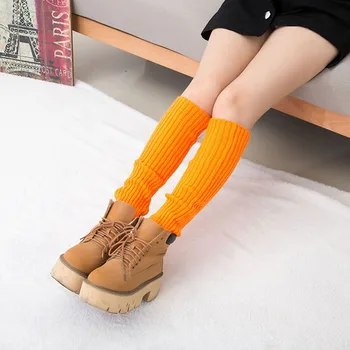 Yeni Kış sıcak bacak ısıtıcısı s Kadın Rahat Uzun Örme bacak ısıtıcısı Kneepad Floresan Renk Yumuşak Peluş Tüp Çorap Kızlar 10 Renk