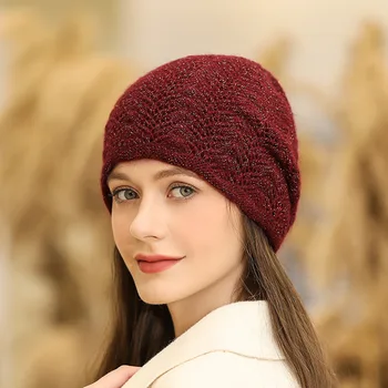 Yeni Kış Şapka Açık Rüzgar Geçirmez Kalınlaşmak Sıcak Tavşan Kürk Karışımı Bere Moda Tüm Maç bere şapka Kadınlar İçin Rahat Örme Şapka