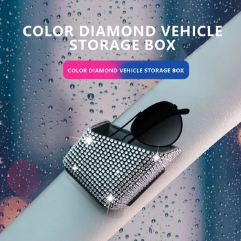 Yeni Lüks Kristal Araba saklama çantası Asılı Gözlük telefon tutucu Depolama Organizatör Dekor Bling Araba Aksesuarları İç Kadın İçin