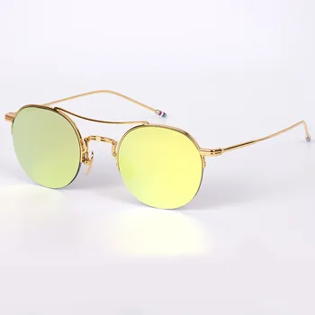 Yeni Marka Polarize Güneş Gözlüğü Erkekler tb903 Vintage Yuvarlak Moda Pilot Alaşım Gözlük Kadın Parlama Önleyici Gözlük Orijinal Kutusu İle