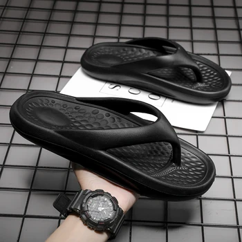 Yeni Moda erkek terlikleri plaj sandaletleri Kalın Taban Masaj Flip-flop Rahat Erkekler yaz ayakkabı ışık EVA Çift Flip Flop