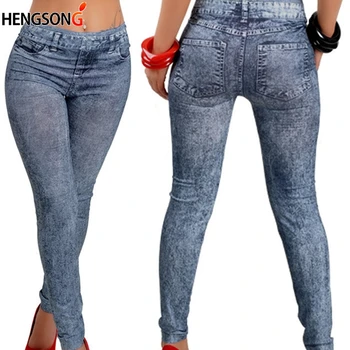 Yeni Moda Push Up Tayt Kadın Ince Jeggings Bir Boyut Streç Elastik Kalem Tayt Jeans Denim Yüksek Bel Tayt