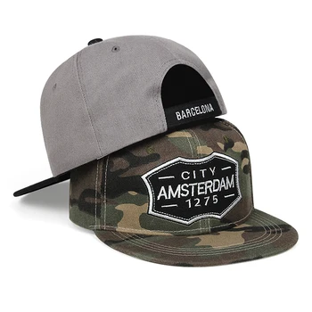 Yeni Moda ŞEHİR Amsterdam Barcelona Nakış Snapback Kap Erkekler Kadınlar İçin Ayarlanabilir Streetwear kaliteli beyzbol şapkası camo
