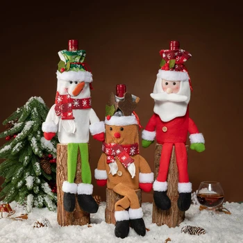 Yeni Noel şarap şişe kapağı Kardan Adam Noel Baba Ren Geyiği Şarap Dekorasyon hediye çantası İçin Parti Sıcak Satış