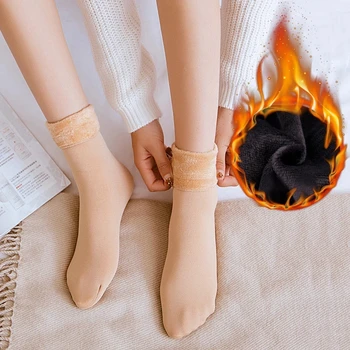 Yeni Sonbahar ve Kış Yetişkin Sıcak Orta Tüp Kat Çorap Peluş Kalınlaşma Erkekler ve Kadınlar Moda Düz Renk Kar Çorap Kadın